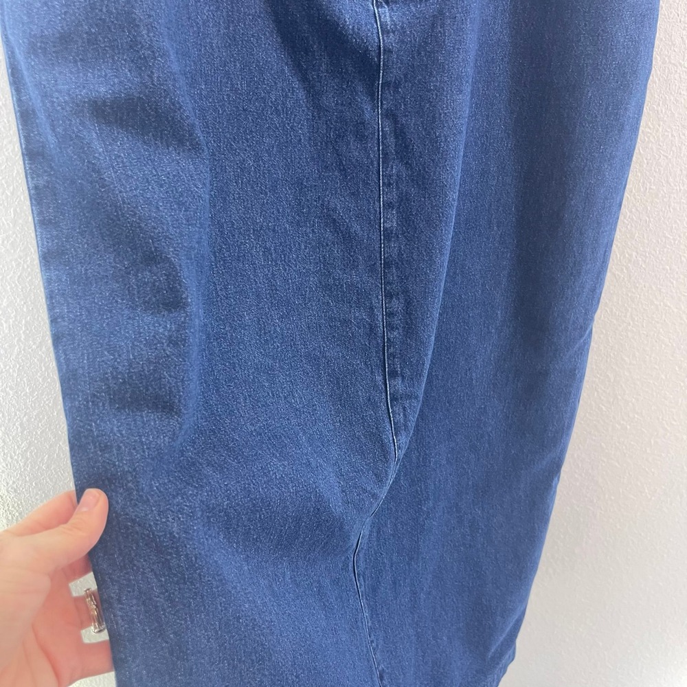Vtg Lee Long‎ Denim Jean Maxi Skirt XL Back Slit Western Cottagecore Grunge - Picture 7 of 11